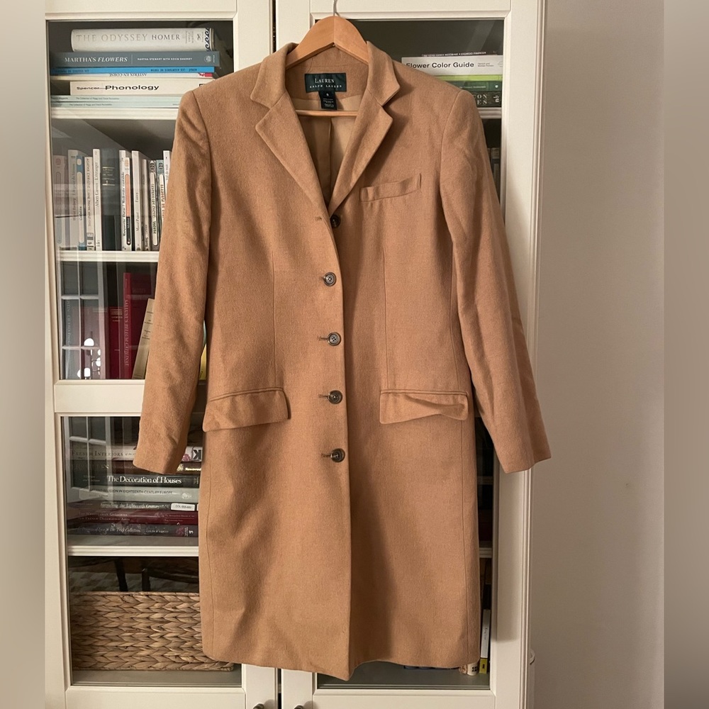 Vintage RALPH LAUREN 100% Camel Hair Tailored Coat Size 8